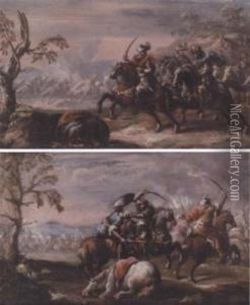 Cavalry Charge (#) Cavalry Skirmish Oil Painting - Ciccio Graziani