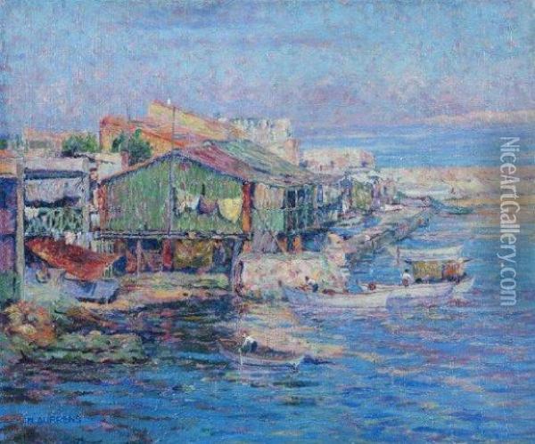 Cabanon De Pecheurs Sur La Corniche Oil Painting - Henri Aurrens