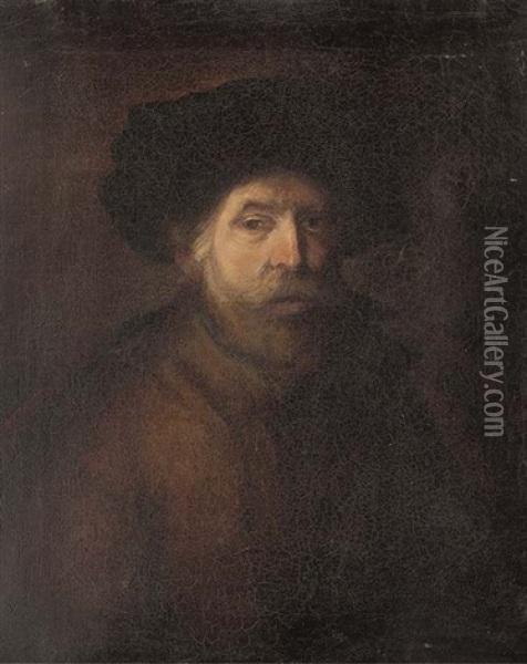 Portrait Of A Gentleman, Bust-length, Wearing A Black Cap Oil Painting -  Rembrandt van Rijn