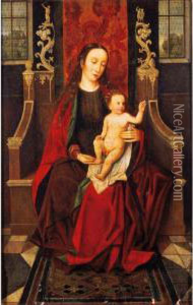 The Virgin And Child Enthroned Oil Painting - Hans Memling