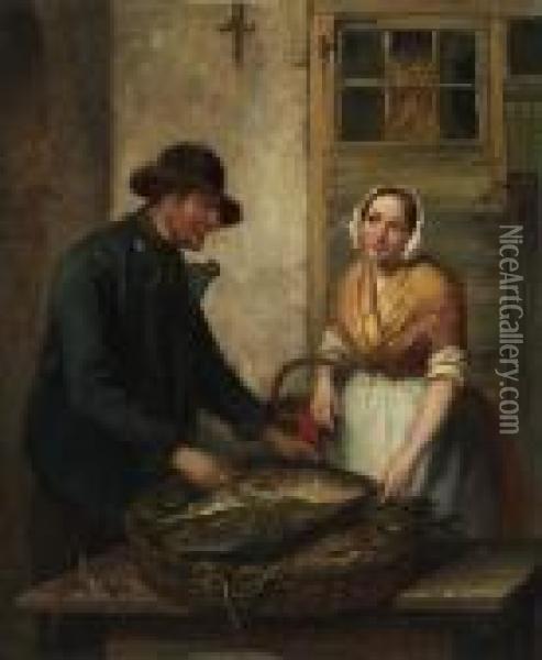 The Fish Merchant Oil Painting - Jacob Akkersdyk