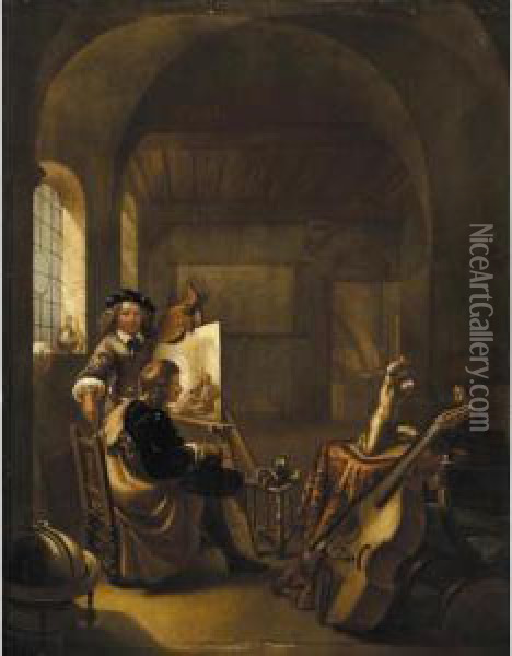 Studio D'artista Oil Painting - Frans van Mieris