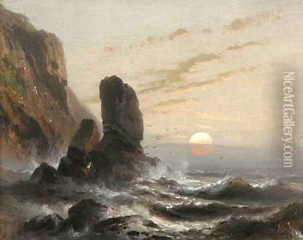 Oregon Coastline Oil Painting - Albert Bierstadt