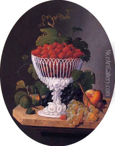 Still Life with Strawberries Oil Painting - Severin Roesen