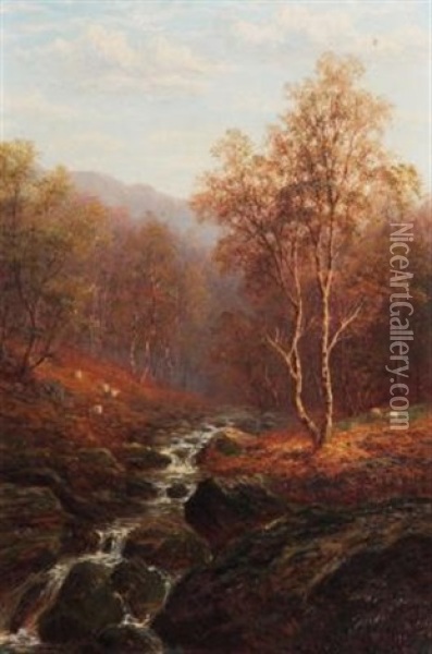 Mountain Stream, Near Capel Curig, North Wales (+ On The Scandale, Near Ambleside, Westmoreland, Pair) Oil Painting - William Mellor