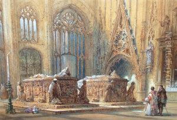 View Of The Interior Of Canterbury Cathedral Oil Painting - Samuel Read
