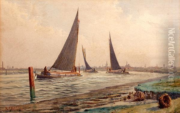 Sailing Barges Oil Painting - Stephen John Batchelder
