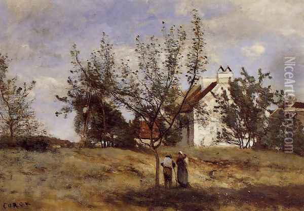 An Orchard at Harvest Time Oil Painting - Jean-Baptiste-Camille Corot