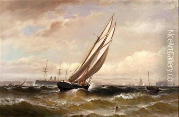 New York Harbor Oil Painting - Granville Perkins