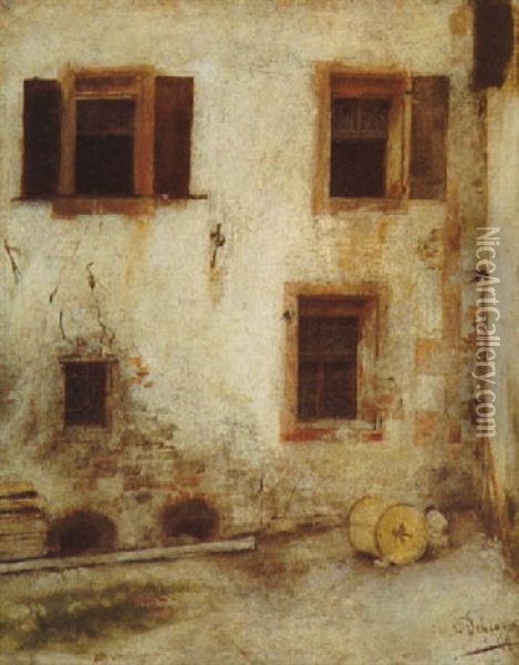 Hauswand Oil Painting - Franz Von Defregger