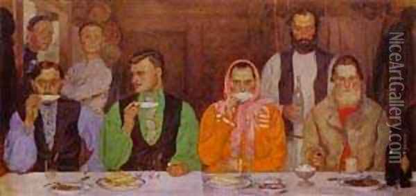 Tea Drinking 1903 Oil Painting - Andrei Petrovich Ryabushkin
