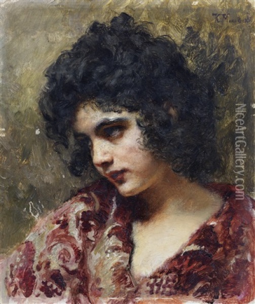 Gypsy Girl Oil Painting - Konstantin Egorovich Makovsky