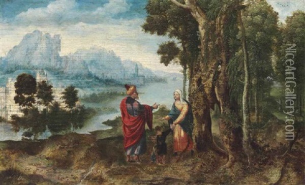 The Banishment Of Hagar Oil Painting - Herri met de Bles