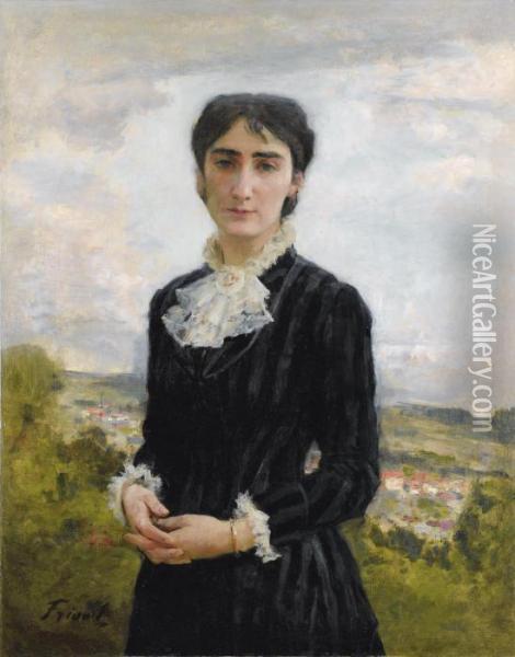 Portrait De Jeune Fille Oil Painting - Emile Friant