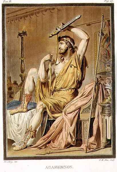 Agamemnon, costume for 'Iphigenia in Aulis', 'Research on the Costumes and Theatre of All Nations', 1802 Oil Painting - Philippe Chery