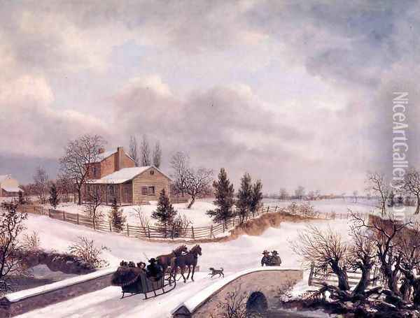Pennsylvania Winter Scene Oil Painting - Thomas Birch