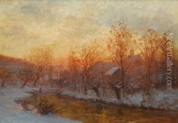Winterabend Oil Painting - Paul Wilhelm Tubbecke
