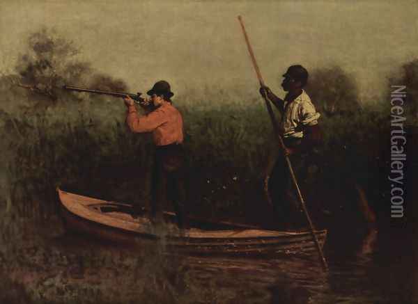 Will Schuster und ein Schwarzer auf Rallenjagd Oil Painting - Thomas Cowperthwait Eakins