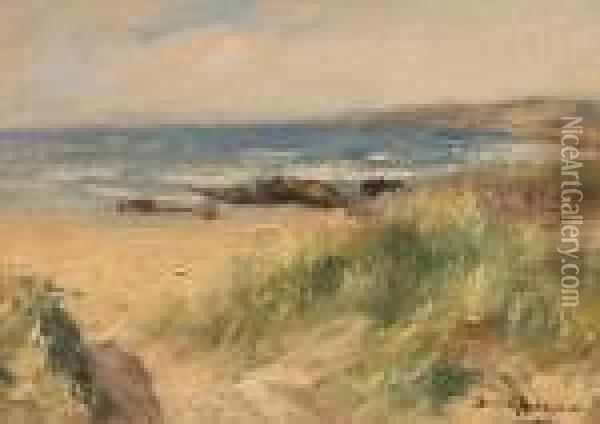 A Beach Scene Oil Painting - Robert Gemmell Hutchison