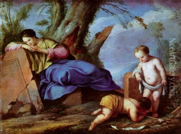 La Vierge, L'enfant-jesus Et Saint Jean Oil Painting - Laurent de (LaHyre) LaHire