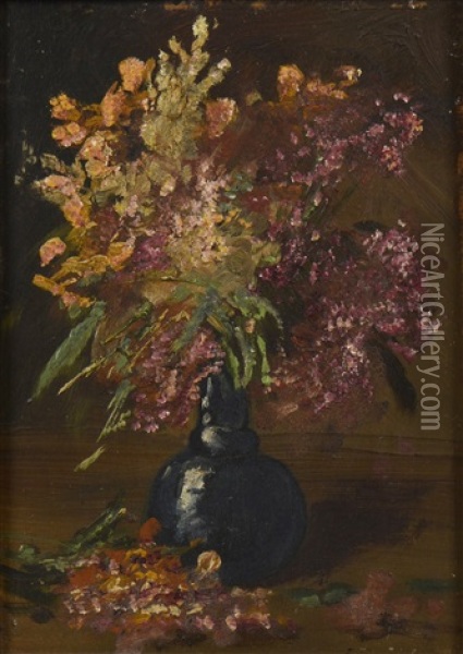 Bouquets De Fleurs Sauvages (2 Works) Oil Painting - Edmond Van Coppenolle