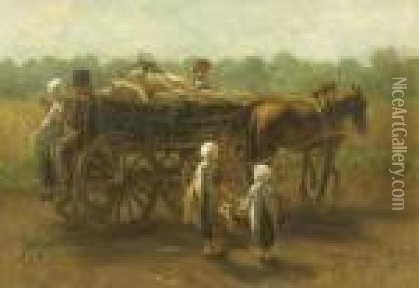 A Peasant Couple On A Horse Cart Oil Painting - Jozef Israels