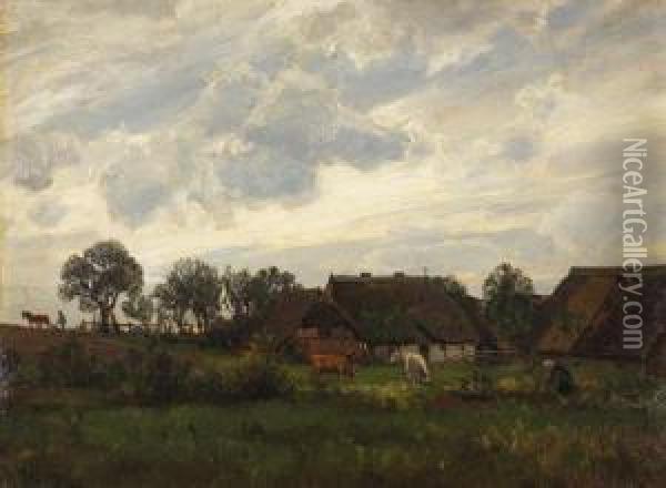Mecklenburgische Landschaft Mit Bauerngehoft Oil Painting - Walter Moras