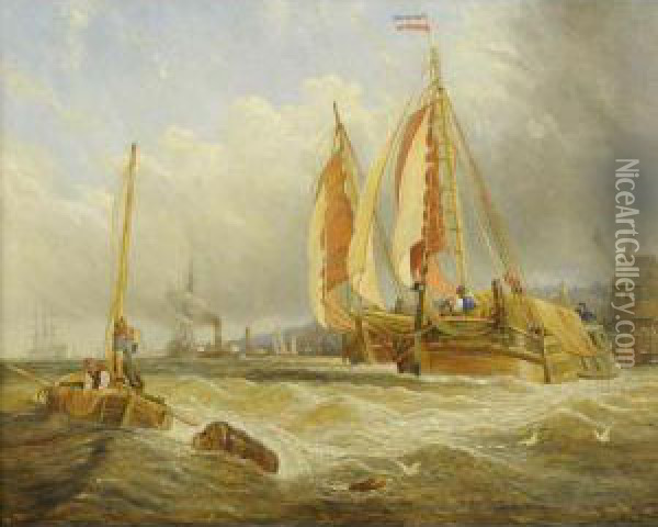 Barche Di Pescatori Oil Painting - George Clarkson Stanfield