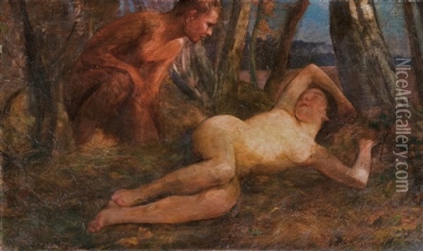 Sleeping Nymph Oil Painting - Stanislaw Radziejowski