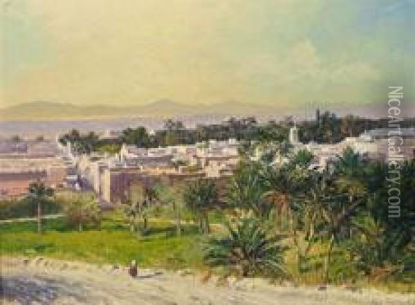 Nordafrikanische Kustenstadt Im Abendlicht Oil Painting - Felix Possart
