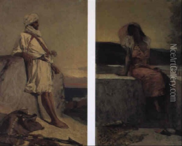 A Resting Arab Warrior Oil Painting - Jean Joseph Benjamin Constant