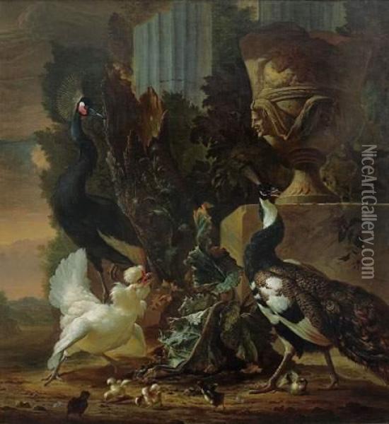 Oiseaux Decoratifs Dans Un Parc Oil Painting - Abraham Bisschop