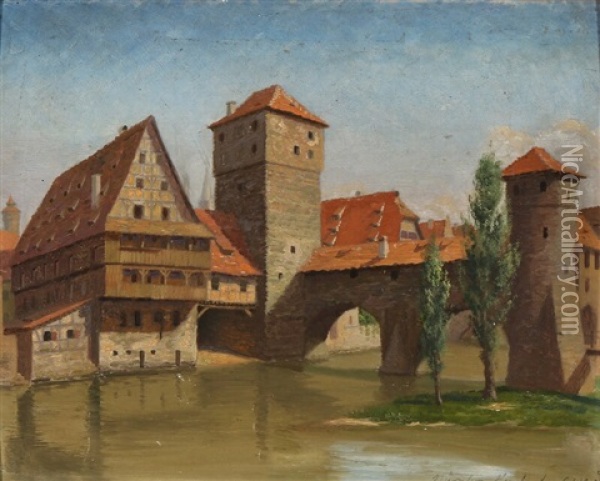Nurnberg, Henckersteg Oil Painting - Adolf Heinrich Claus Hansen