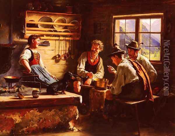Kitchen Conversation Oil Painting - Emil Rau