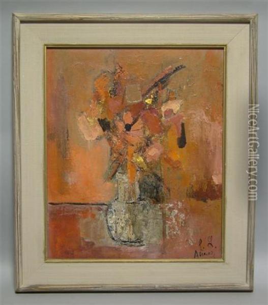 Still Life Of Flowers Oil Painting - Lucien Abrams
