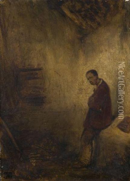 Homme Noir En Prison Oil Painting - Alexandre Gabriel Decamps