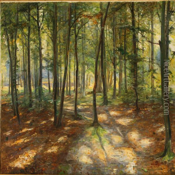 View From Bistrup Hegn Forest, Denmark Oil Painting - Aage Bertelsen