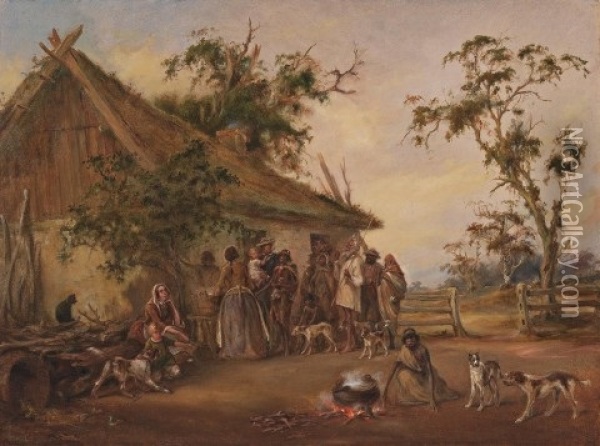 Bush Visitors, 1859 Oil Painting - Alexander Schramm