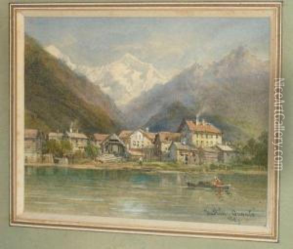 Interlaken Fungerou Oil Painting - Pierre Justin Ouvrie