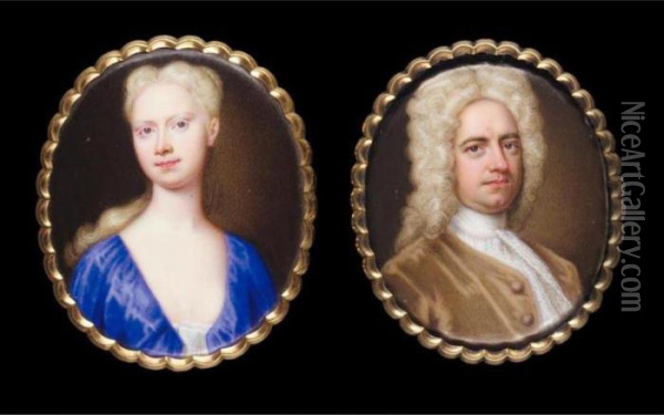 A Pair Of Portraits Of Sir Thomas And Lady Frederick Oil Painting - Christian Friedrich Zincke