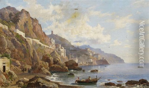 Kuste Am Golf Von Amalfi Oil Painting - Hermann David Salomon Corrodi