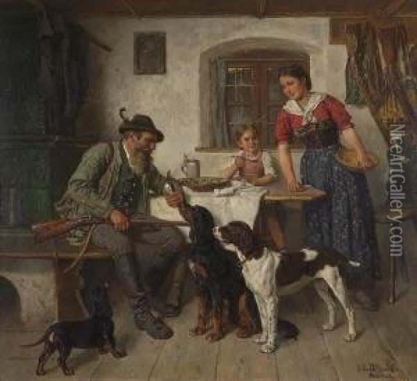 Vor Der Jagd. Oil Painting - Adolf Eberle