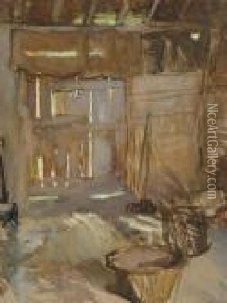 Barn Interior Oil Painting - George Clausen