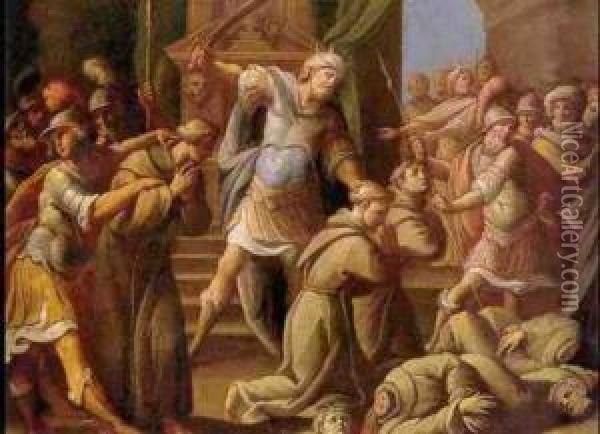 The Martyrdom Of Two Franciscans Oil Painting - Giovanni Battista della Rovere