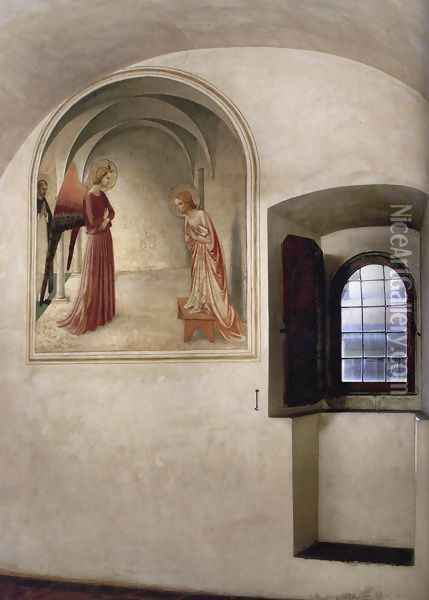 View of a cell Oil Painting - Fra Angelico (Guido di Pietro)