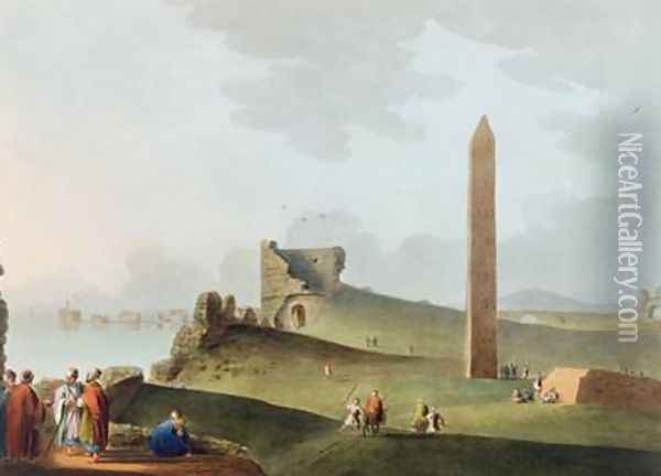 The Obelisks at Alexandria called Cleopatras Needles Oil Painting - Luigi Mayer