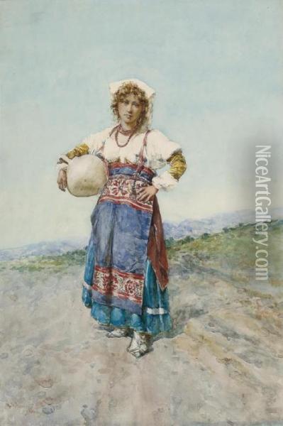 The Water Carrier Oil Painting - Mariano De Franceschi