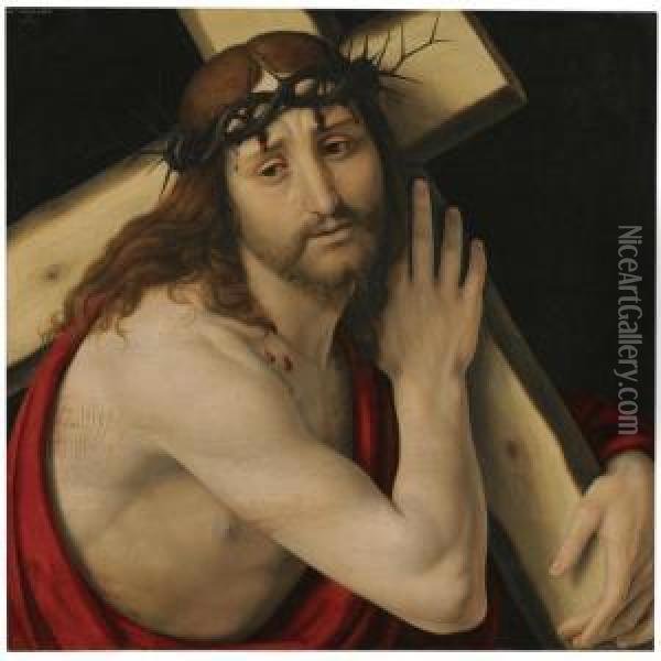Christ Carrying The Cross Oil Painting - Andrea Solario