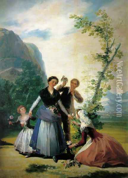 Spring (The Flower Girls) Oil Painting - Francisco De Goya y Lucientes