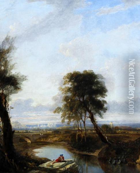 Landscape With Edinburgh And Arthur's Seat In The Distance Oil Painting - David Maitland Mackenzie